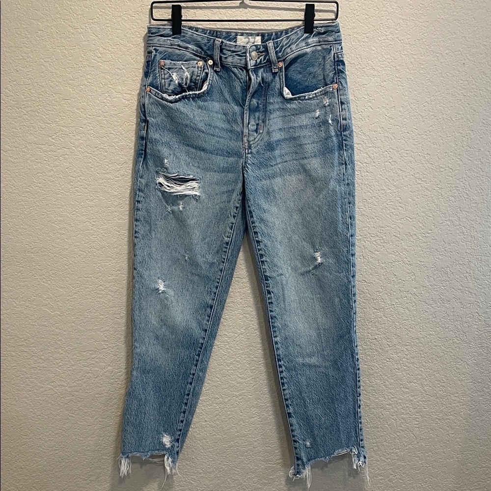 Free People We The Free Distressed High Rise Button Fly Jeans 27
